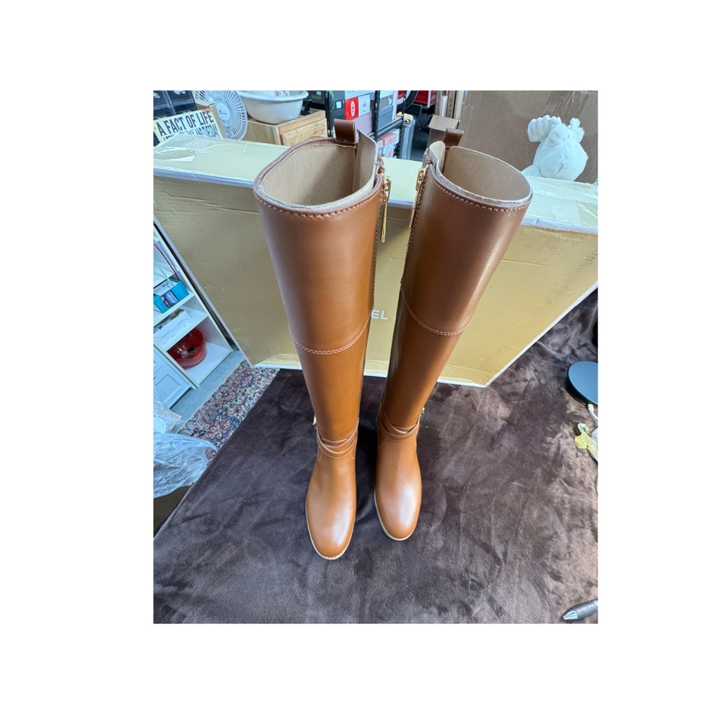 Michael Kors Chestnut Brown Leather Riding Boots size 5.5 - Picture 4 of 9